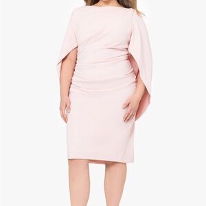 Betsy & Adam Pink Sheath Dress 3/4 Sleeve Bateau Neckline